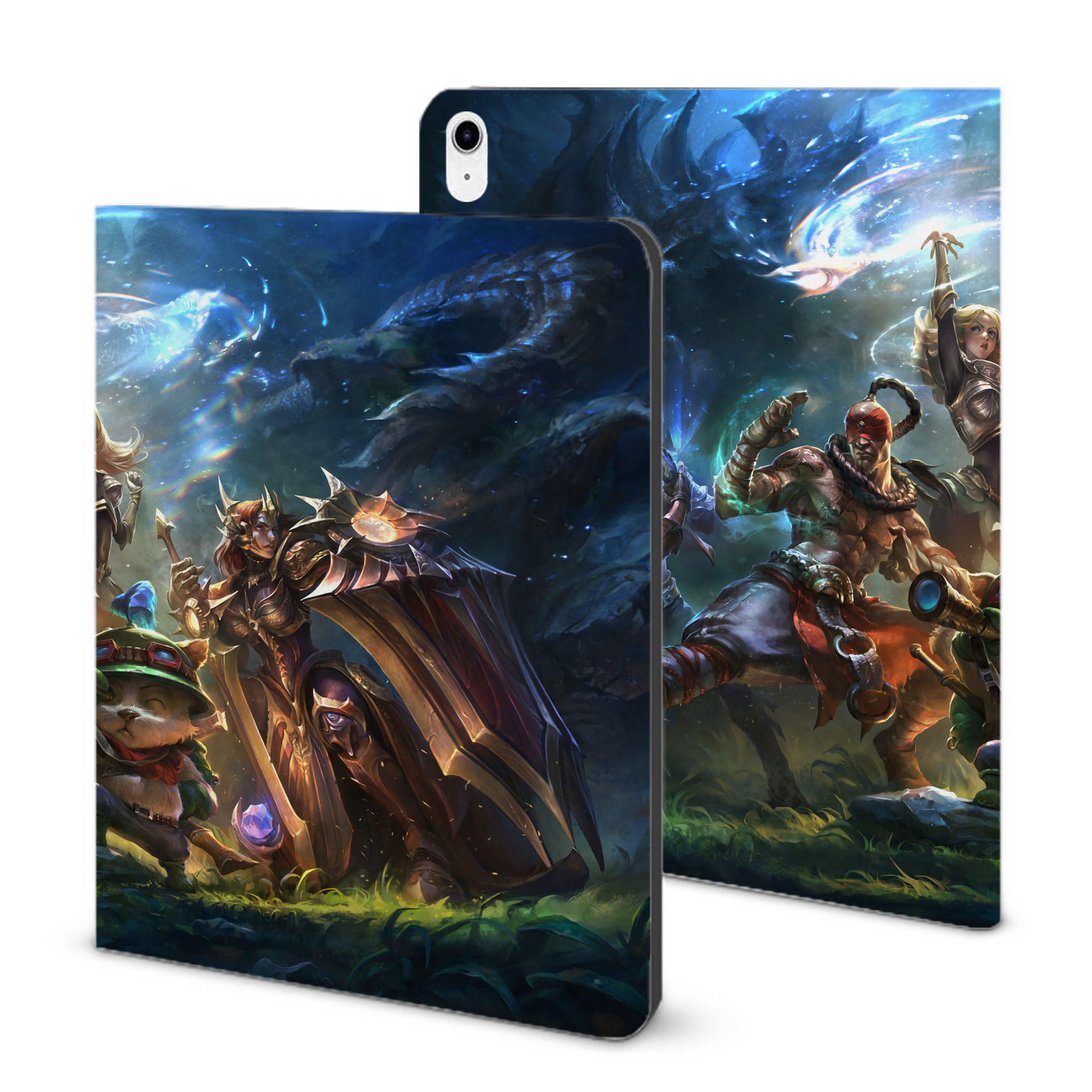（画像用） リーグ・オブ・レジェンド League of Legends LOL IPad ケース ブック型 PUレザー TPU 耐衝撃 軽量 薄型 ペン収納なし 全面保護 IPad 各モデル対応